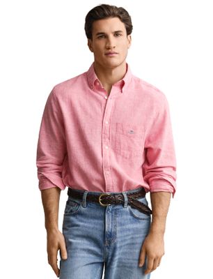 Gant Overhemd gant linnen roze met borstzak