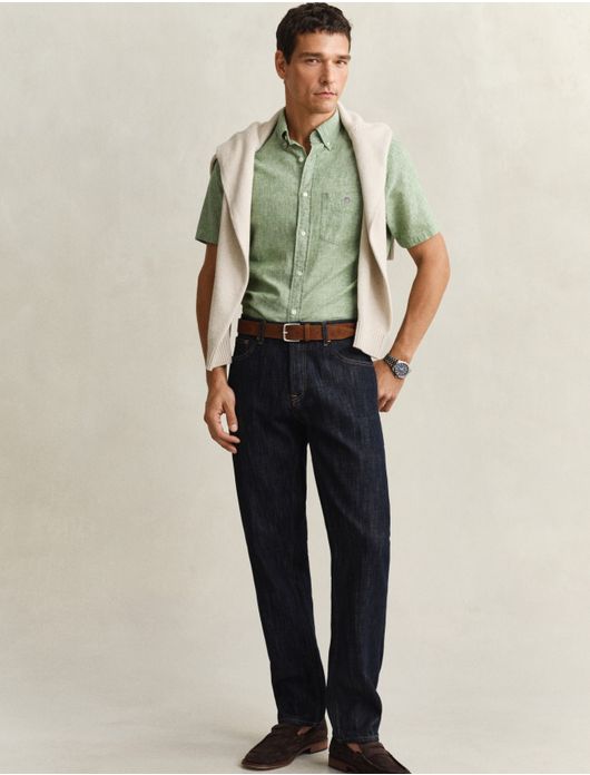 Gant overhemd korte mouw groen