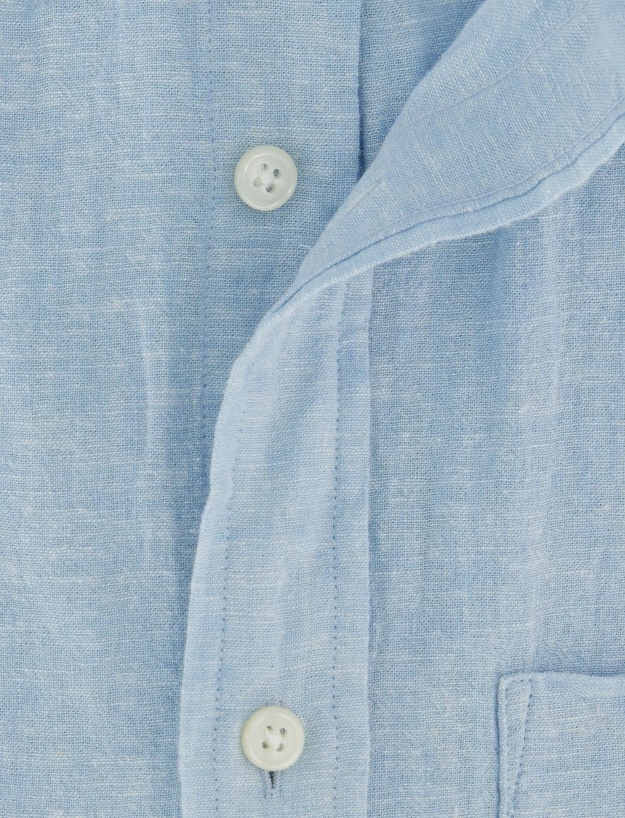 Gant overhemd linnen korte mouw lichtblauw