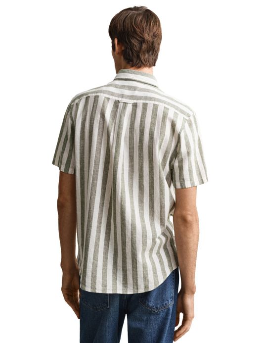 Gant overhemd groen korte mouw gestreept