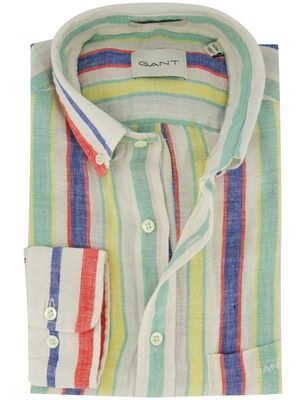 Gant Gestreept groen overhemd Gant regular fit