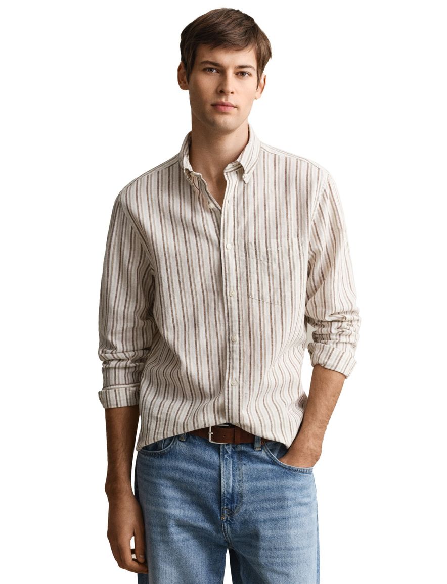 Gant overhemd beige gestreept normale fit