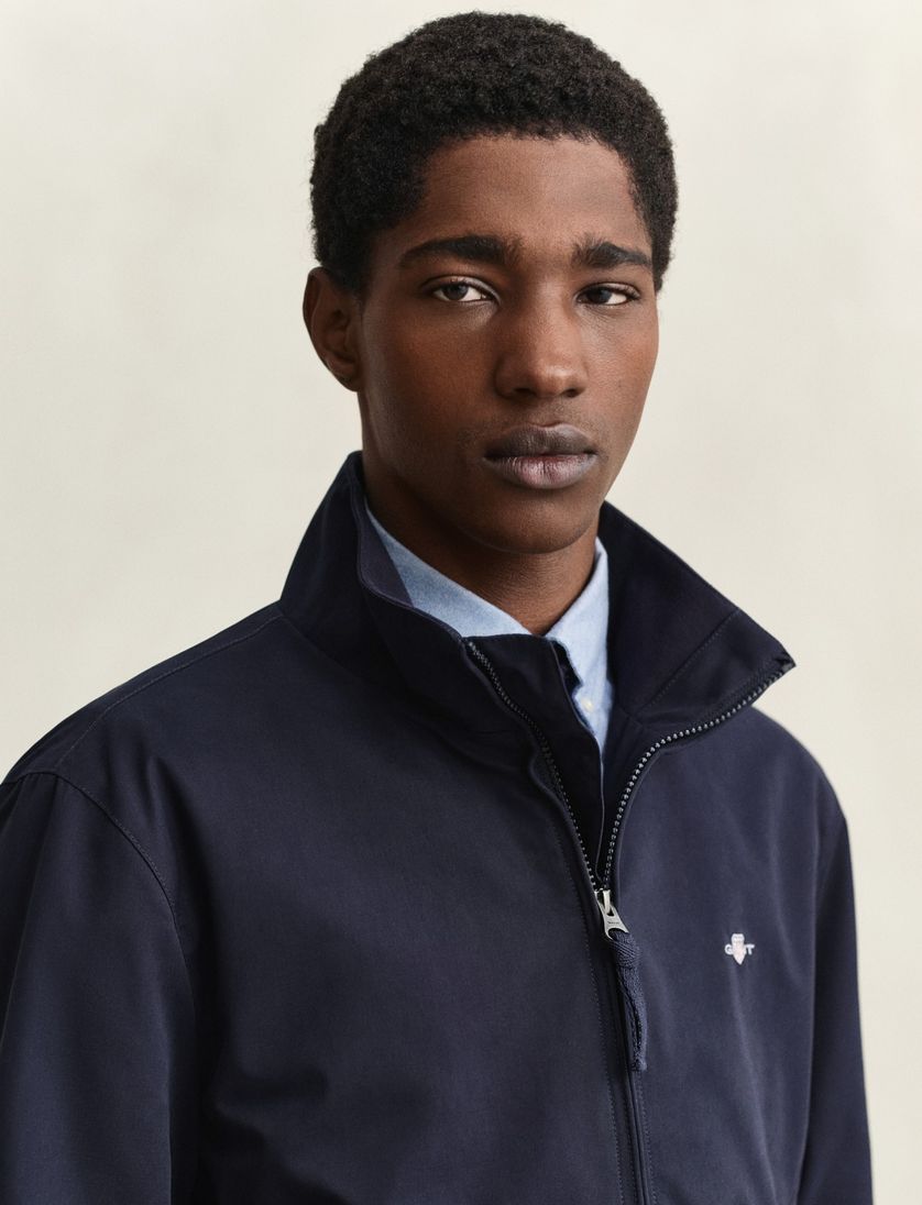 donkerblauwe Gant tussenjas kort normale fit