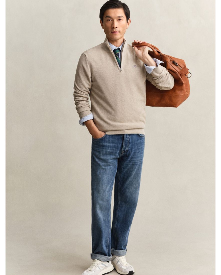 Gant trui half zip beige