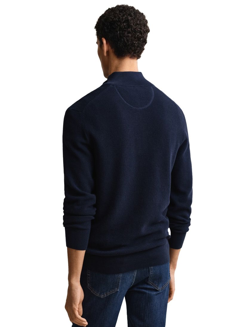Gant trui donkerblauw half zip kraag lange mouw
