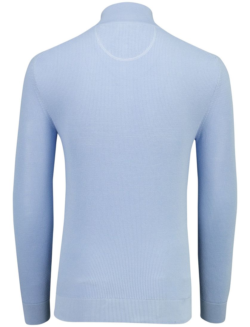 lichtblauw structuur trui Gant half-zip effen