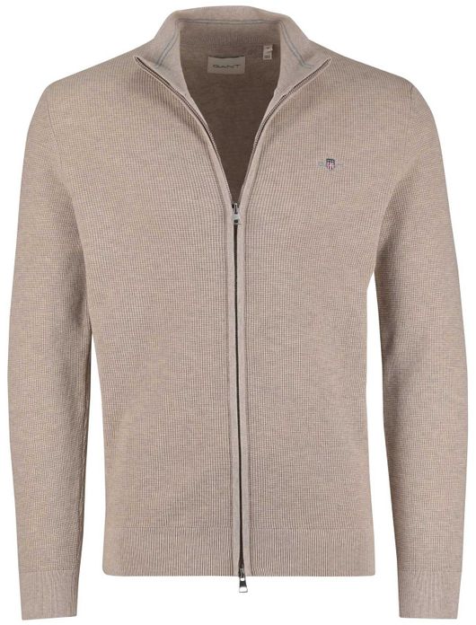 Gant vest groen katoen met structuur en rits