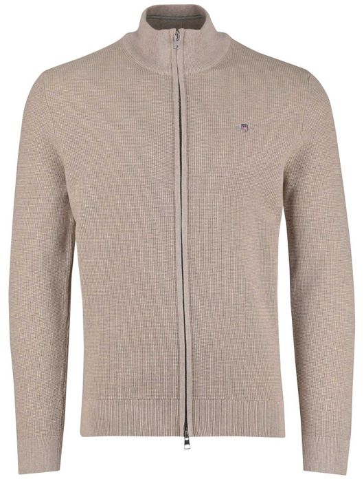 Gant vest groen katoen met structuur en rits