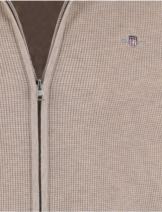 Gant vest groen katoen met structuur en rits