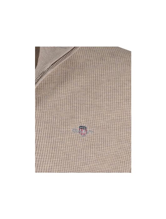 Gant vest groen katoen met structuur en rits