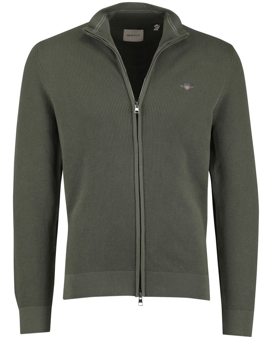 Vest beige Gant met structuur en rits katoen