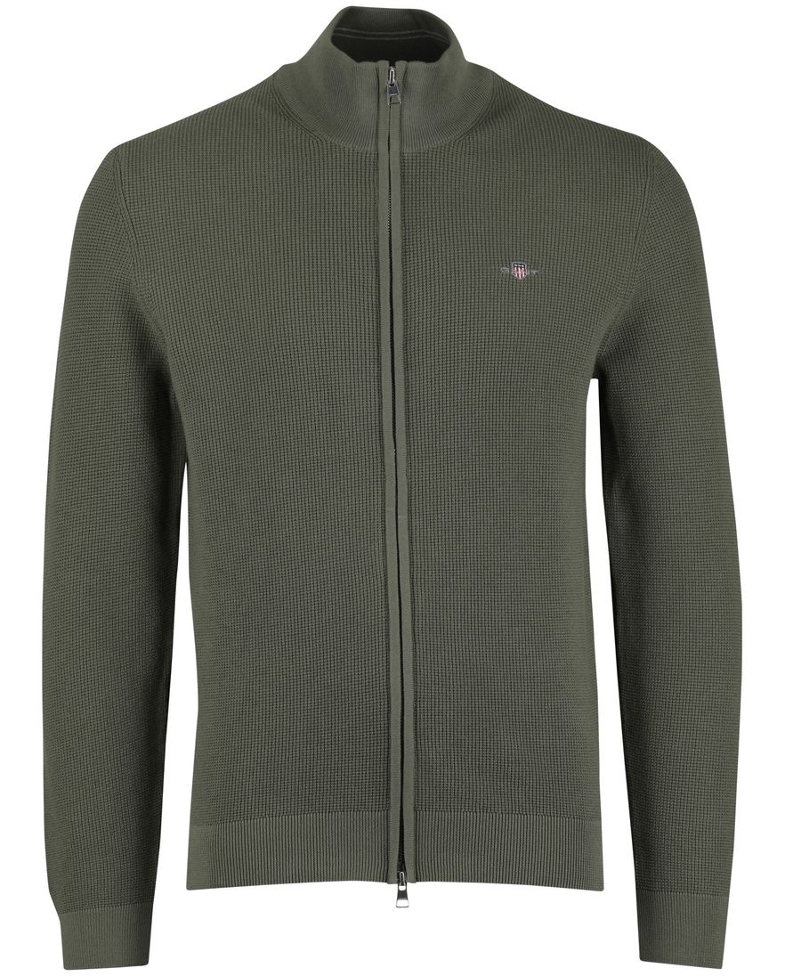 Vest beige Gant met structuur en rits katoen