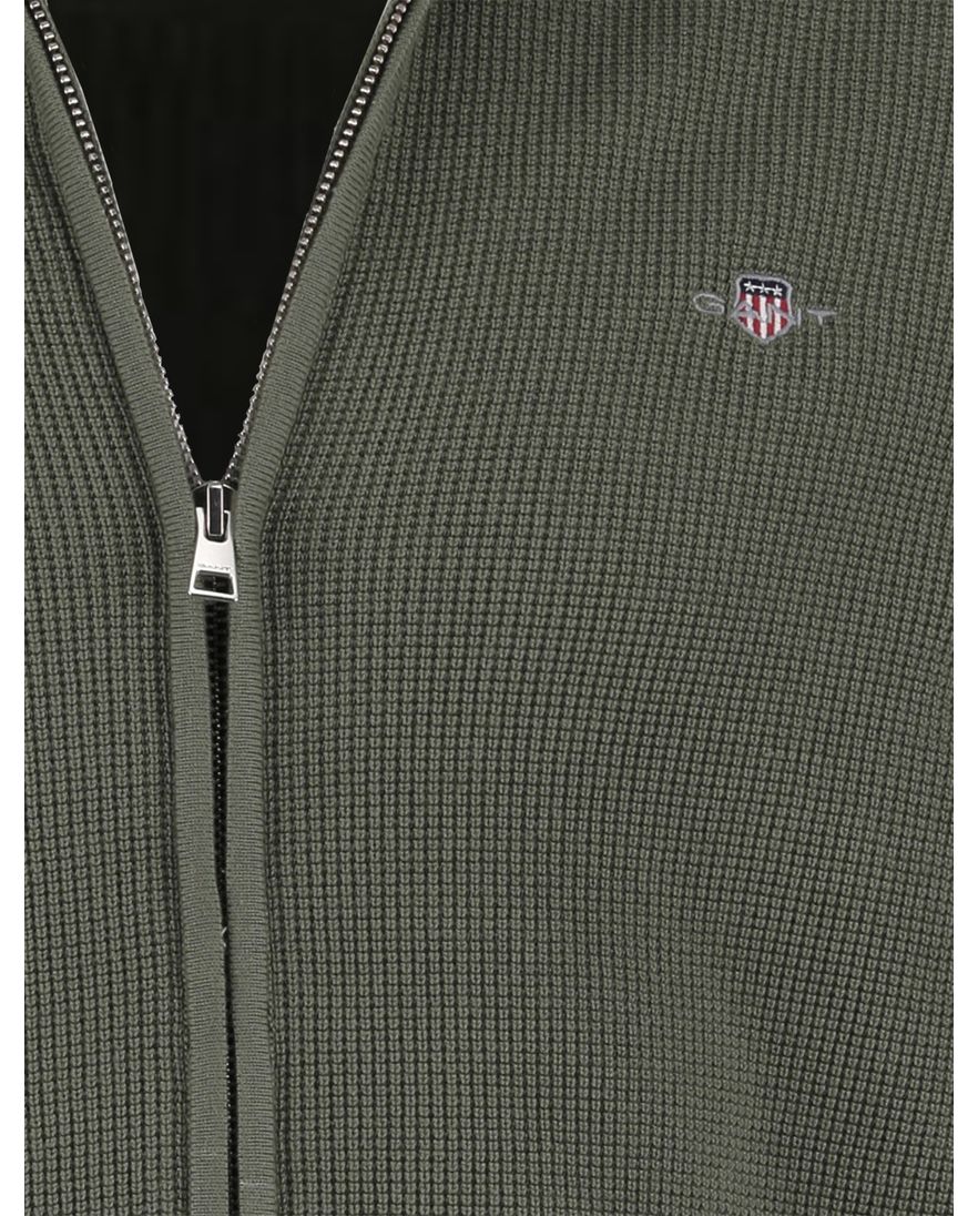 Vest beige Gant met structuur en rits katoen