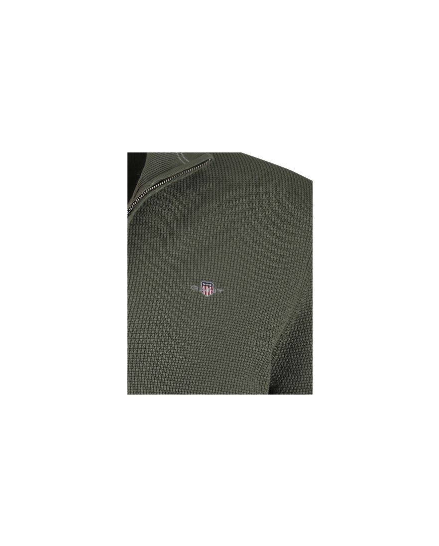 Vest beige Gant met structuur en rits katoen