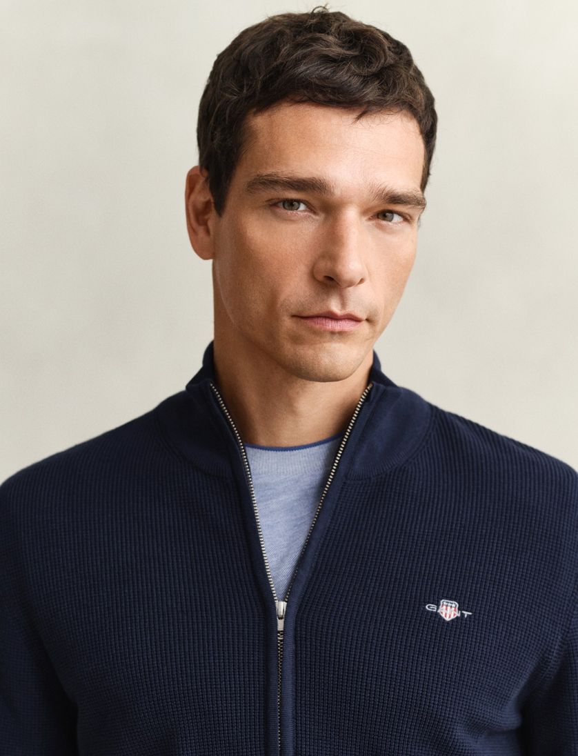 Donkerblauw Gant vest katoen normale fit