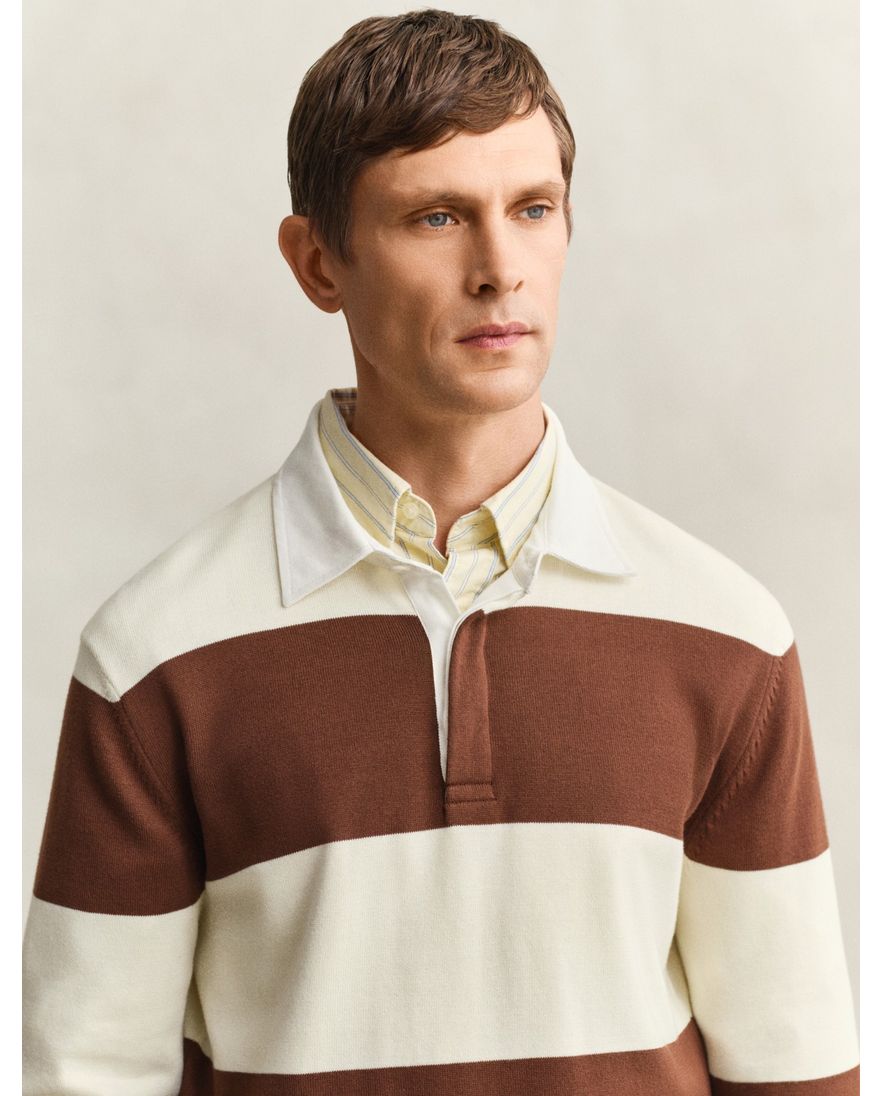 Gant trui rugby kraag creme katoen