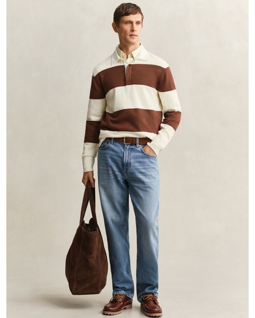 Gant trui rugby kraag creme katoen