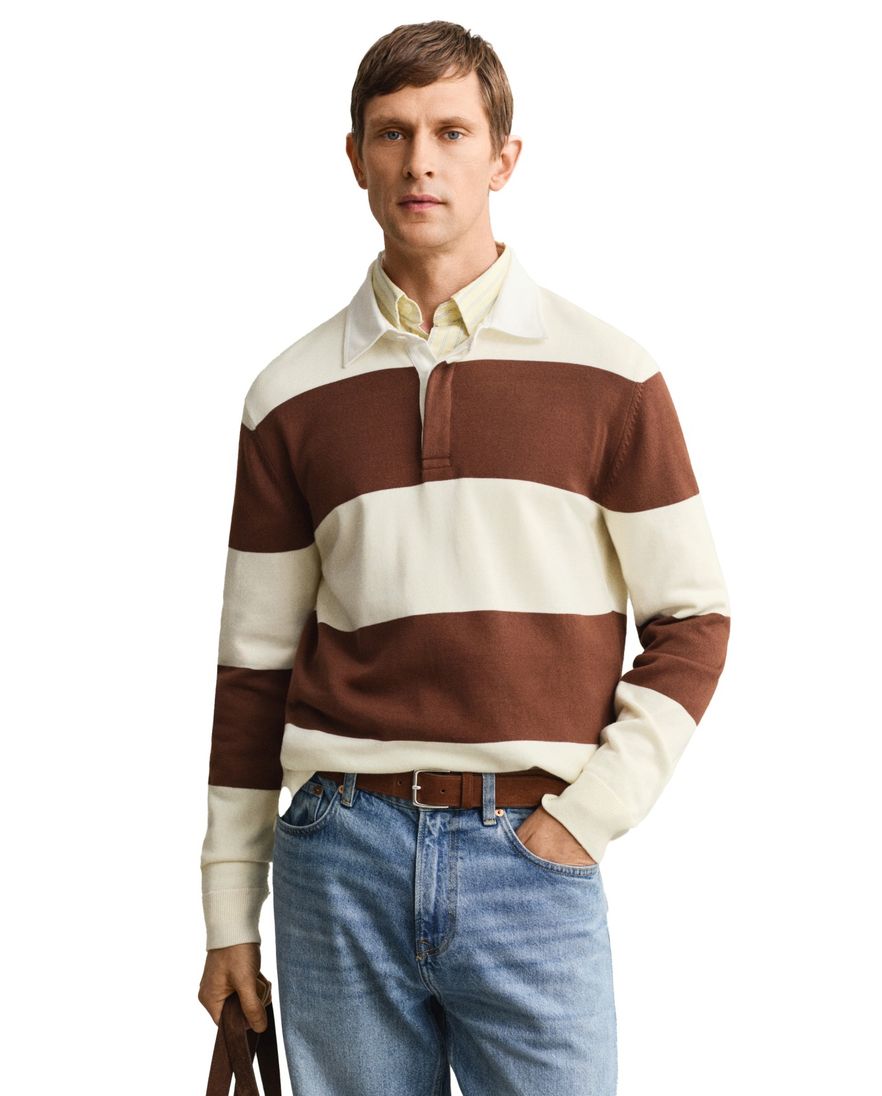 Gant trui rugby kraag creme katoen