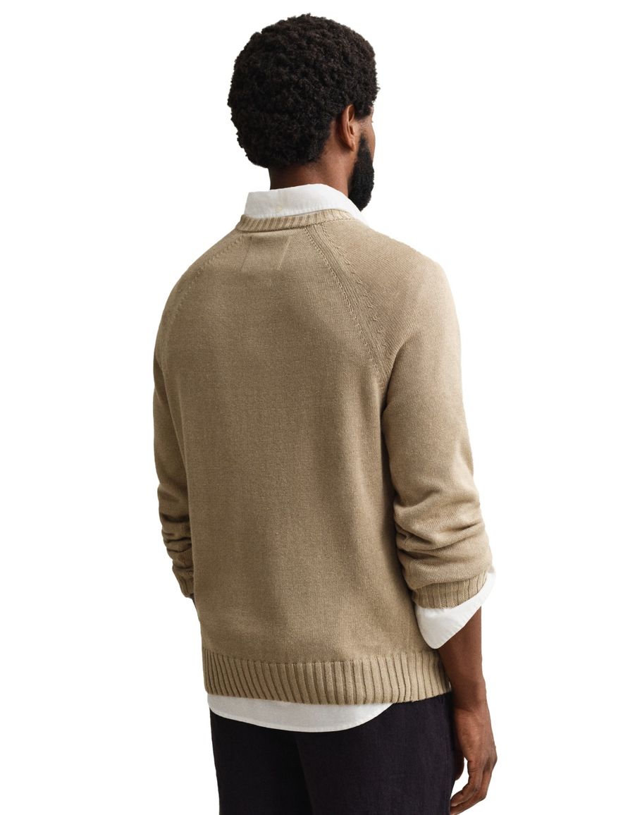 Gant trui ronde hals khaki katoen normale fit