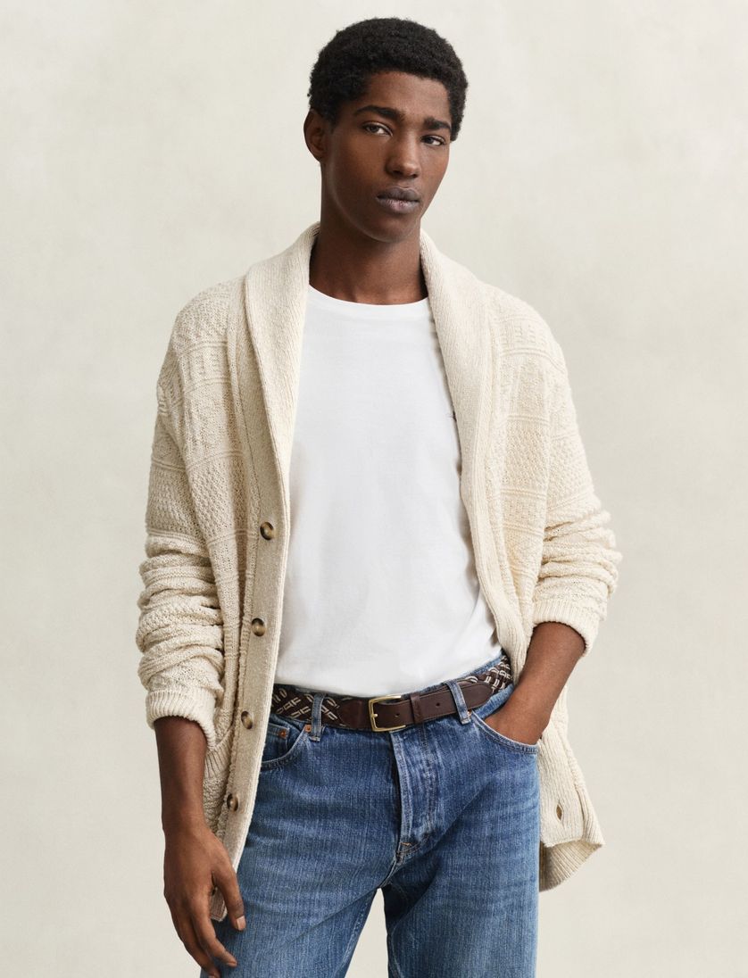 Gant vest creme katoen knopen normale fit