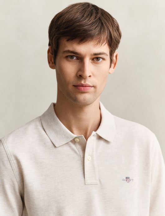 Gant polo beige gemeleerd korte mouw
