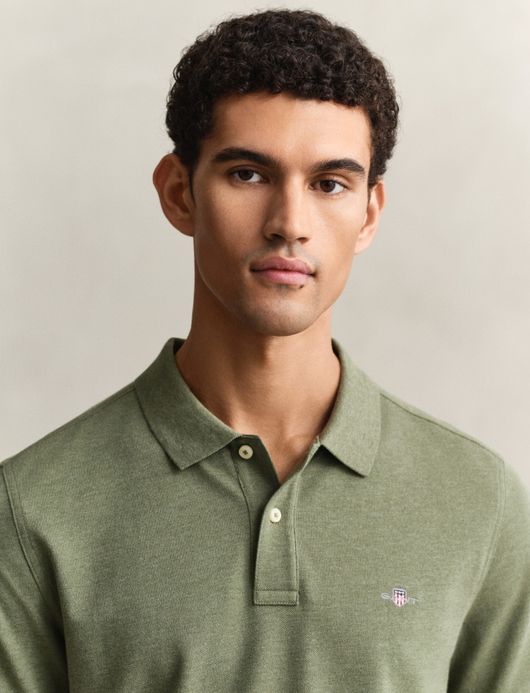 Gant polo groen gemeleerd katoen