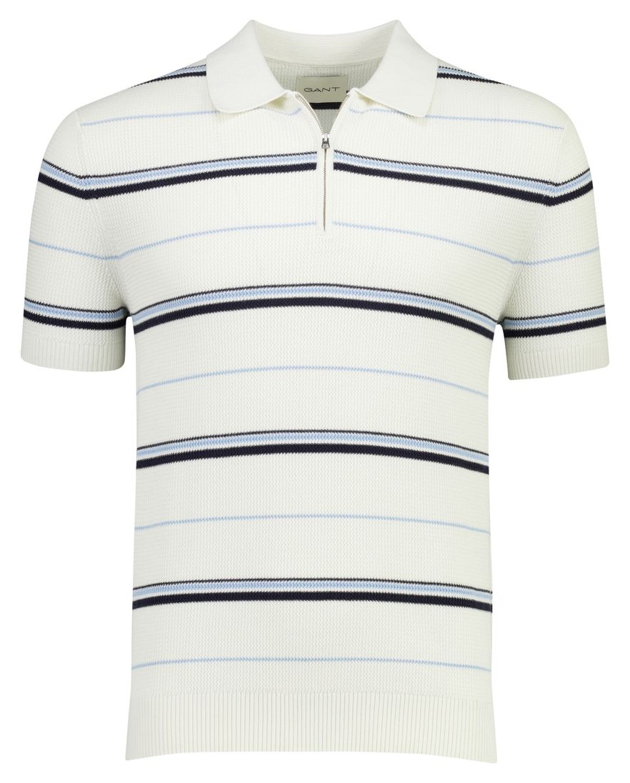 creme Gant poloshirt gestreept korte mouw