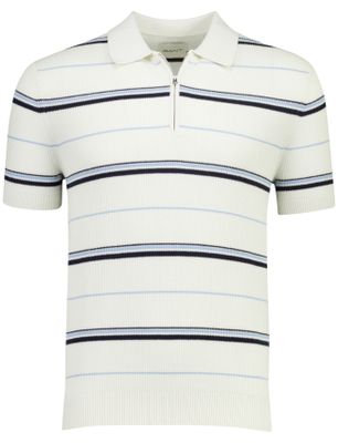 Gant gestreept creme korte mouw poloshirt Gant met rits