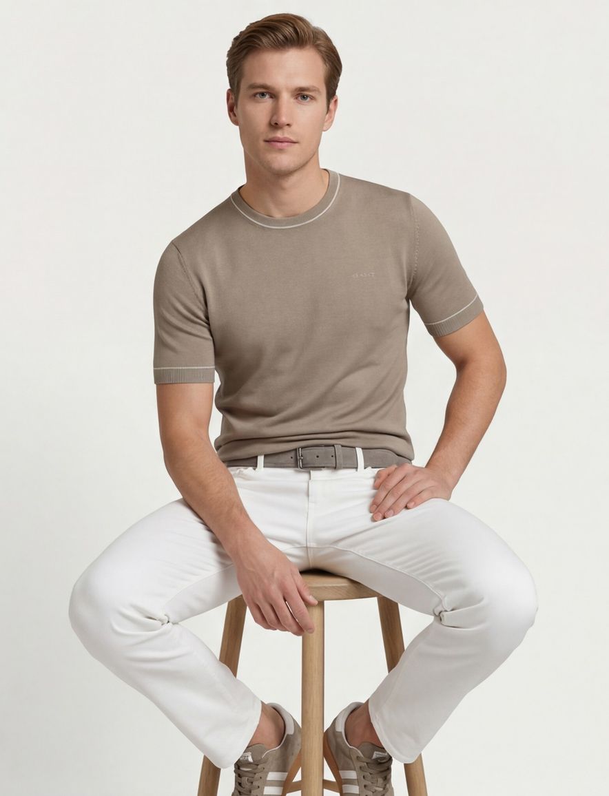 T-shirt beige Gant witte randen