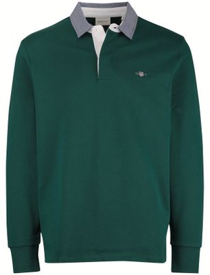 Gant Gant trui groen effen katoen rugby kraag