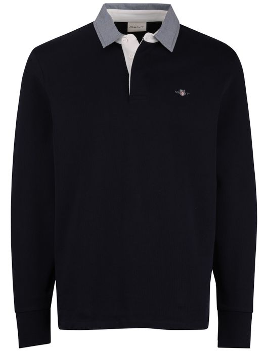 Gant trui rugby kraag donkerblauw