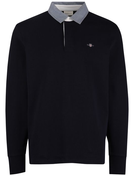 Gant trui rugby kraag donkerblauw