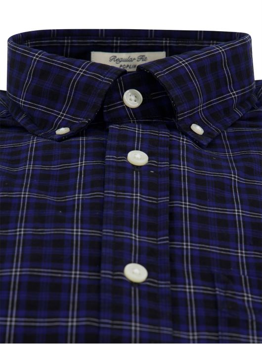 Gant overhemd donkerblauw geruit