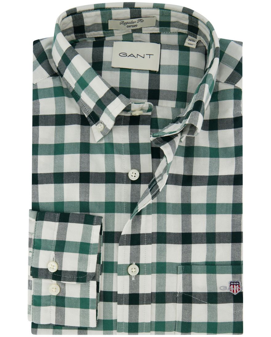 Gant overhemd groen geruit normale fit