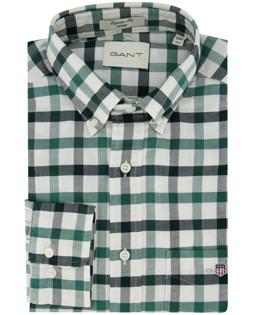 Gant overhemd groen geruit normale fit
