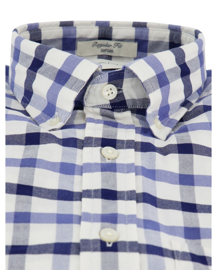 Overhemd Gant geruit blauw normale fit