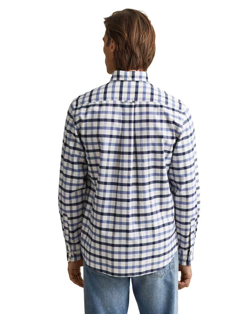 Overhemd Gant geruit blauw normale fit