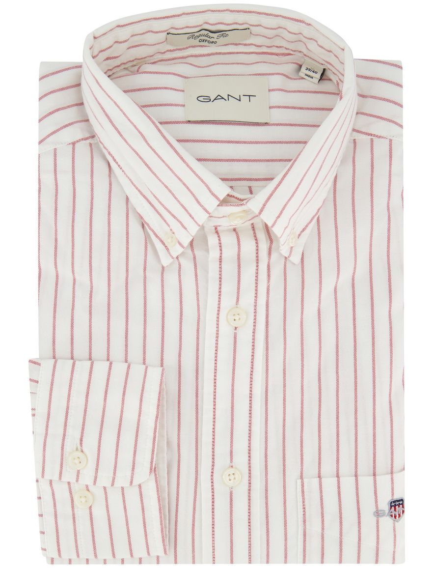 Wit Regular Fit Gant overhemd roze streep