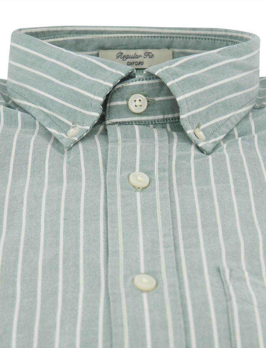 Overhemd Gant groen gestreept Regular Fit