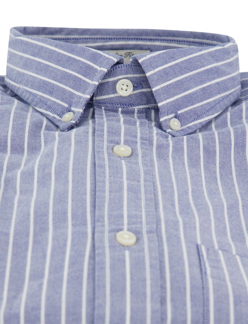 Blauw Gant overhemd wit gestreept Regular Fit