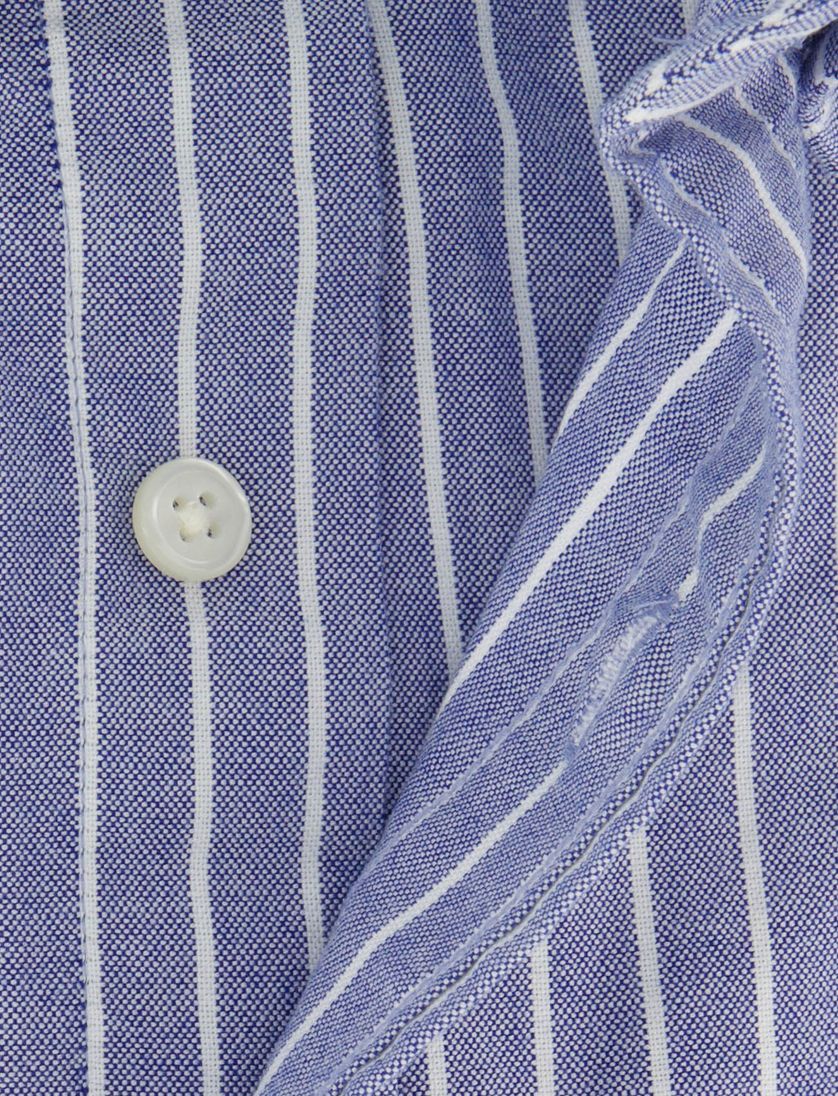 Blauw Gant overhemd wit gestreept Regular Fit