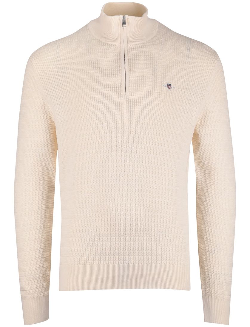 Trui Gant creme half zip lange mouw