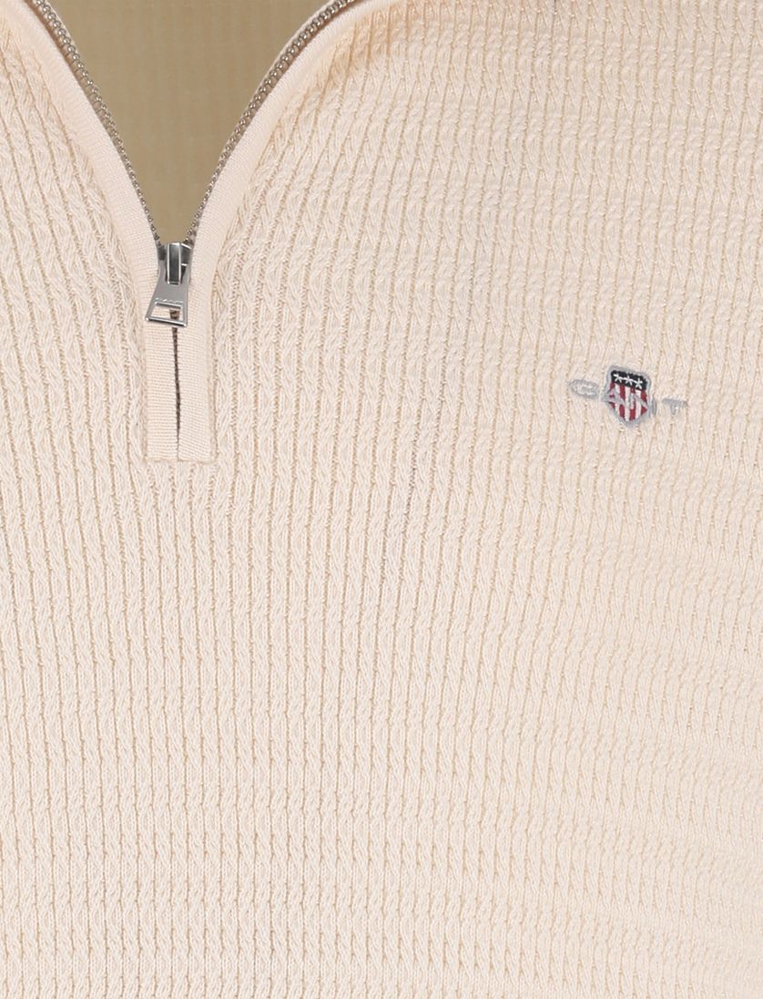 Trui Gant creme half zip lange mouw
