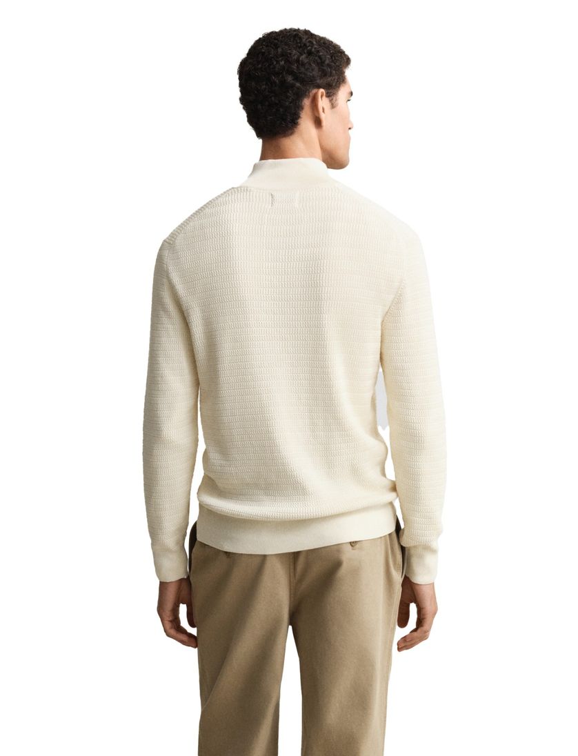 Trui Gant creme half zip lange mouw