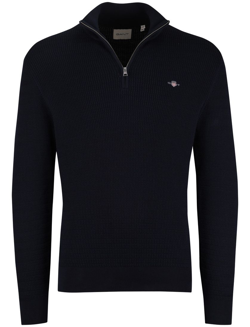 Gant trui half zipje navy lange mouw