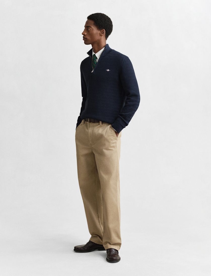 Gant trui half zipje navy lange mouw