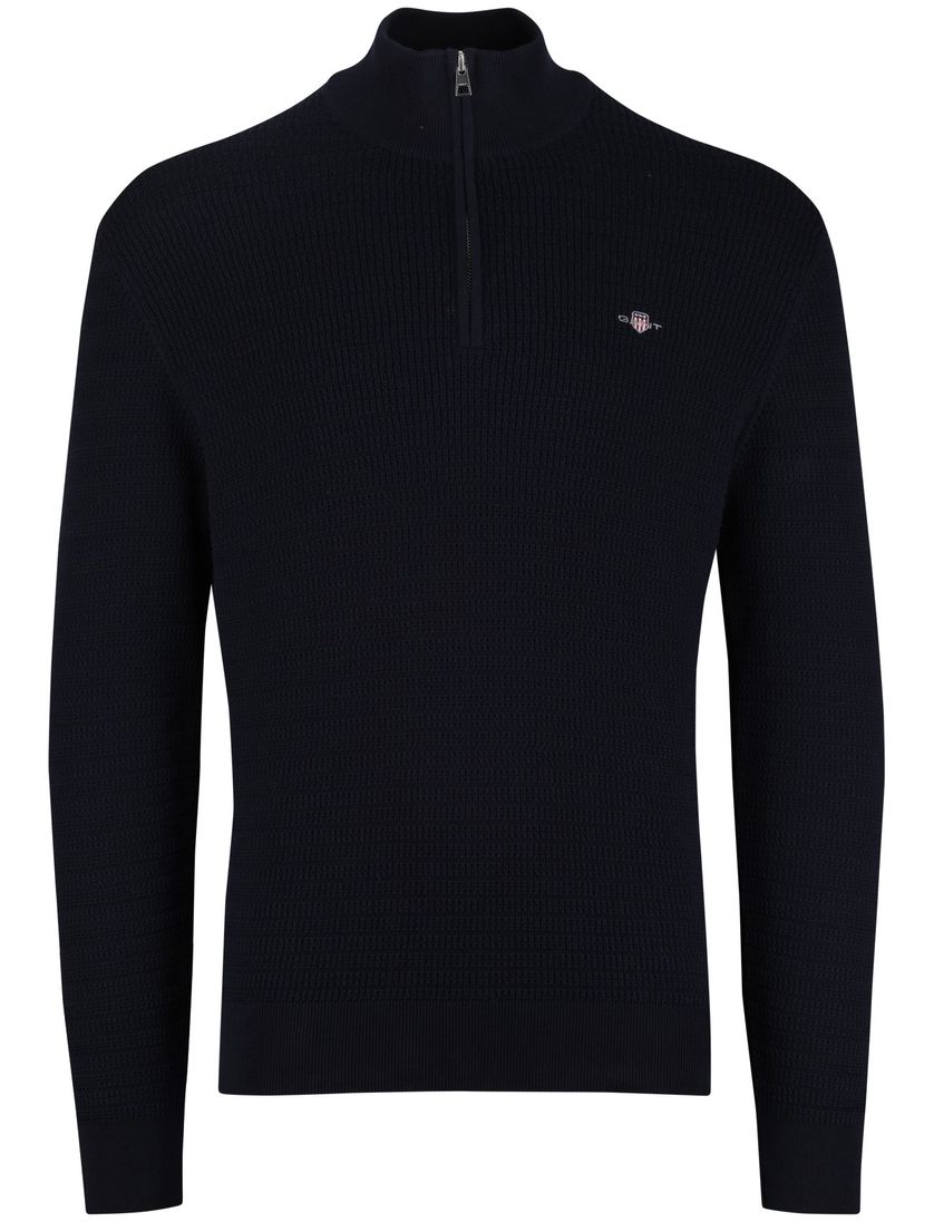 Gant trui half zipje navy lange mouw