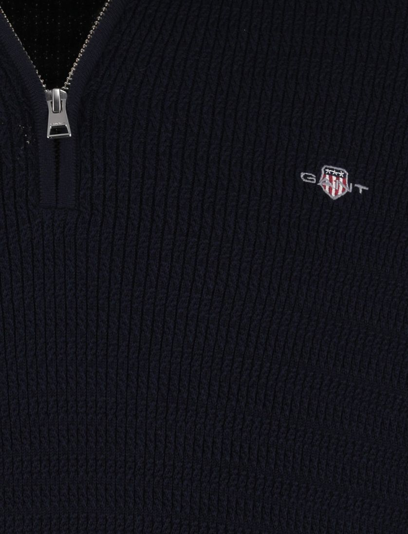 Gant trui half zipje navy lange mouw