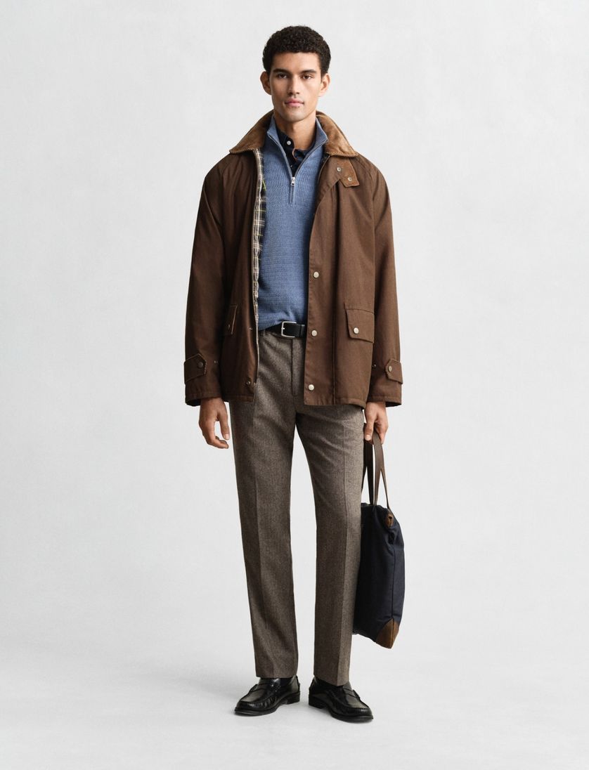 Gant trui gebreid blauw half zip katoen