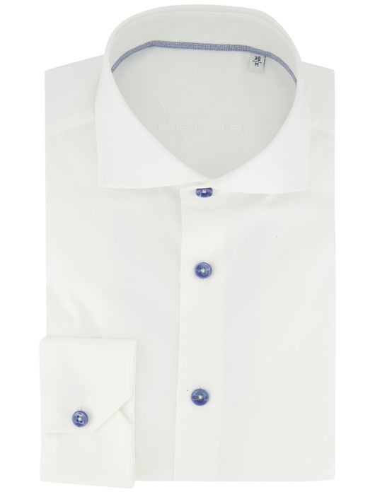 Slim Fit Ledub overhemd wit mouwlengte 7
